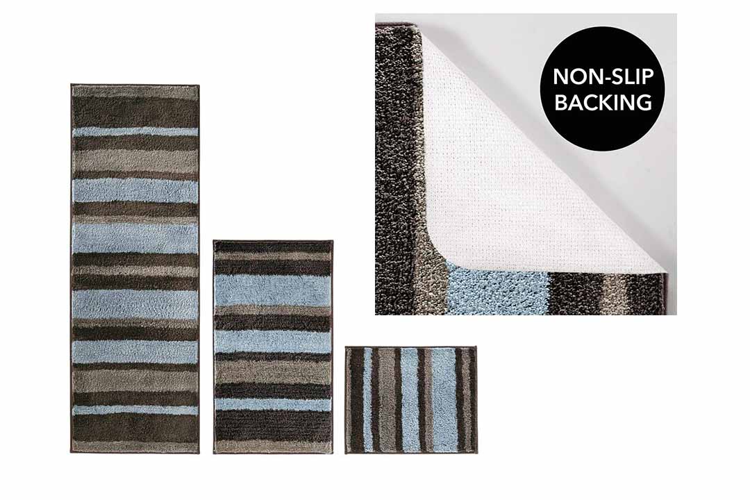 mDesign Striped Microfiber Polyester Spa Rugs