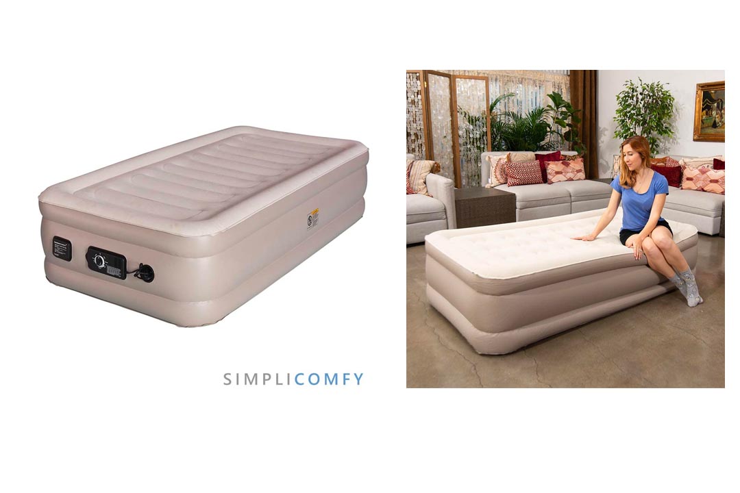 Simpli Comfy Twin Air Mattress 18" Raised Air Bed with ConstantComfort Dual Built-in AC Pump