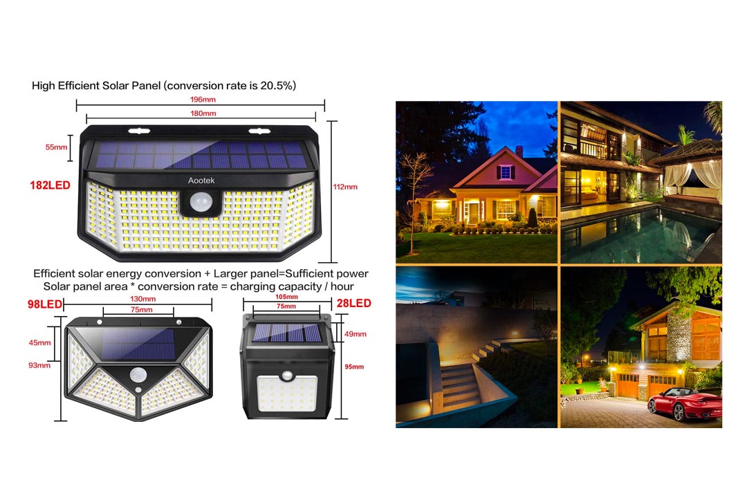 Aootek Solar outdoor motion sensor lights