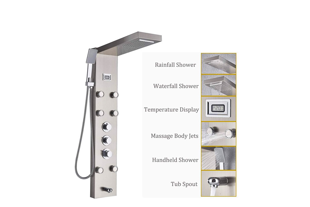 Rozin Brushed Nickel 5-Function Shower