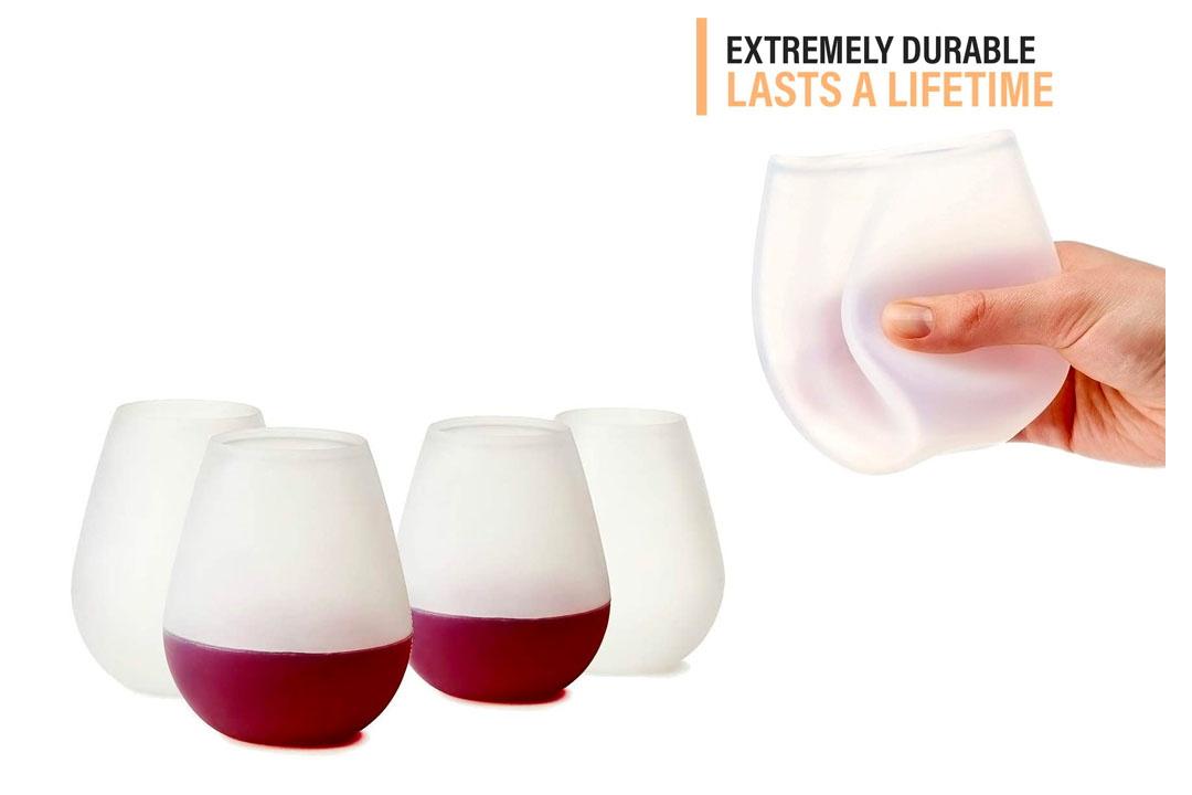 Set of 4 - Unbreakable Outdoor Rubber Wine Cups