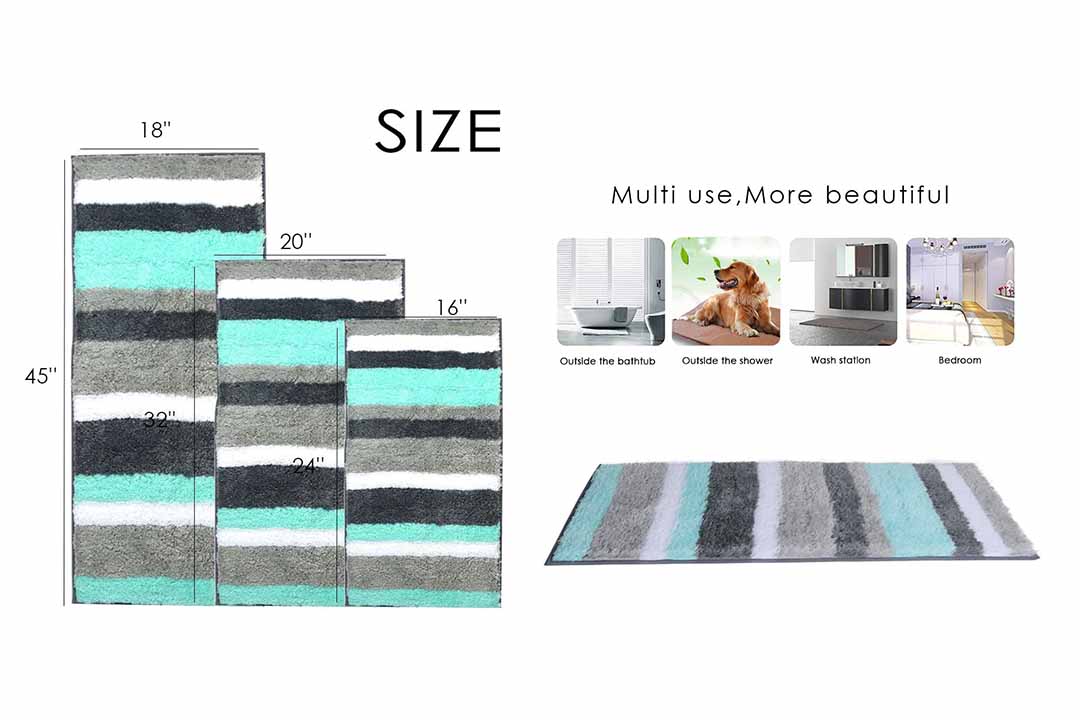 Uphome Colorful Microfiber Bathroom Shower Accent Rug