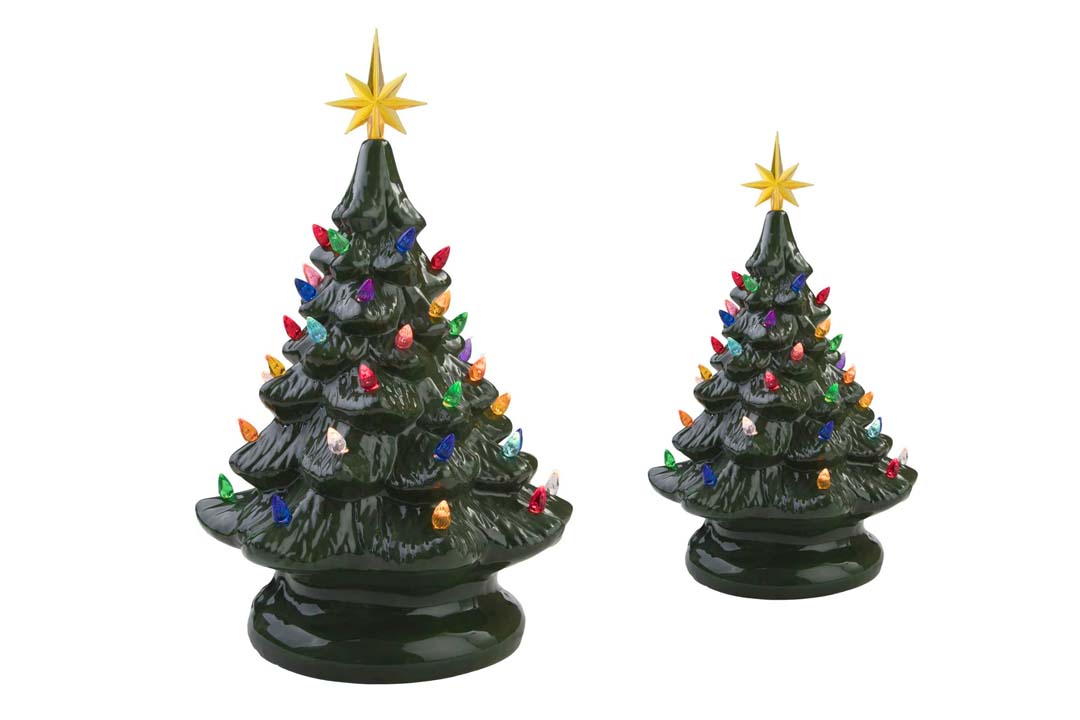 14" Retro Prelit Ceramic Christmas Tree
