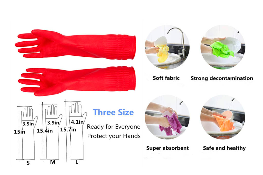 YSLON Rubber Cleaning Gloves Kitchen Dishwashing Glove