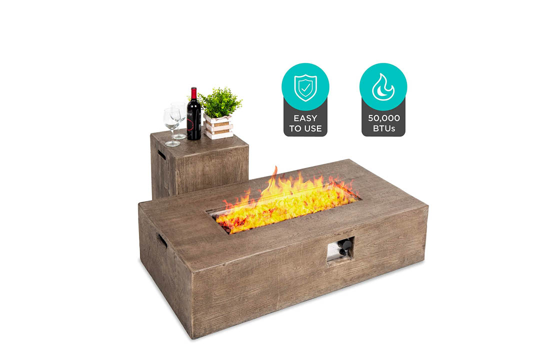 Best Choice Products Wood Finish Propane Fire Pit