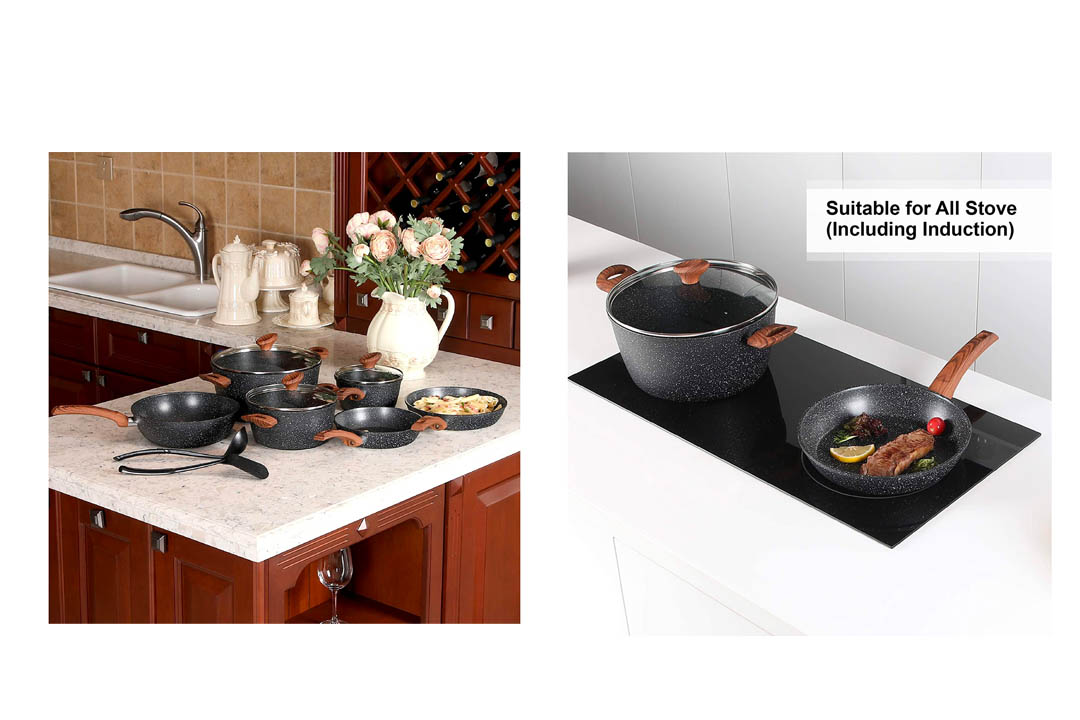 Kitchen Academy 12 Piece Nonstick Granite