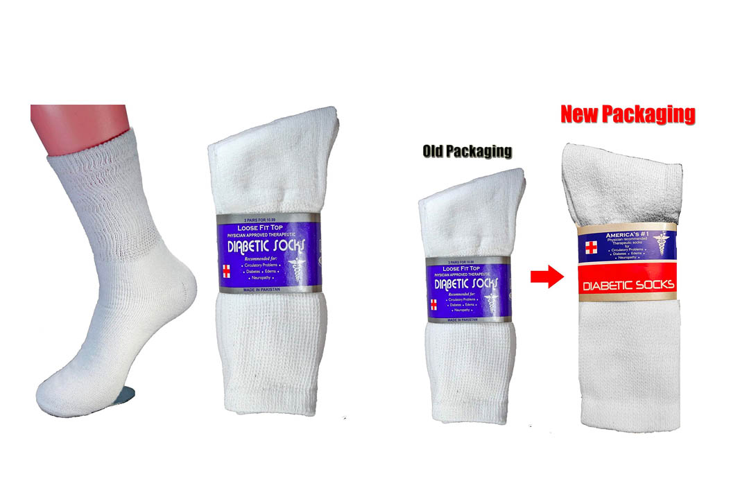 LM® twelve Pairs diabetic Crew Socks