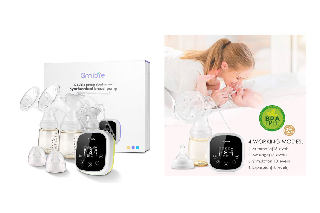 Smibie Double Electric Breast Pump, Dual Motor Milk Pumps with 4 Mode & 18 Levels