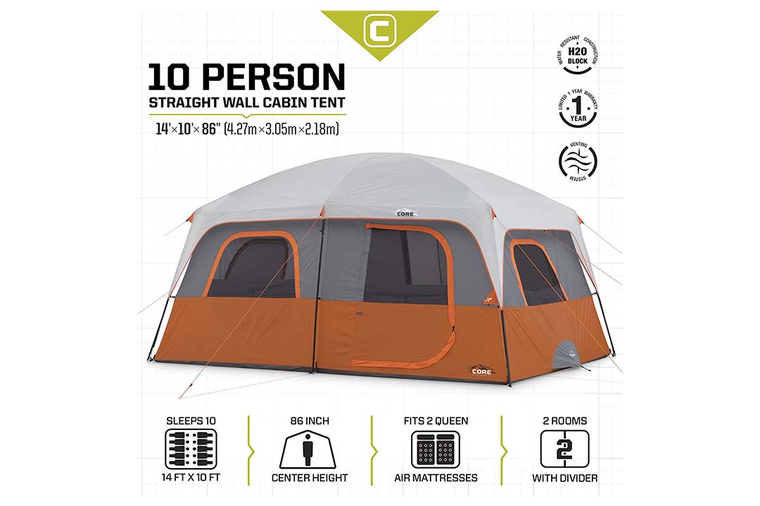 CORE 10 Person Straight Wall Cabin Tent