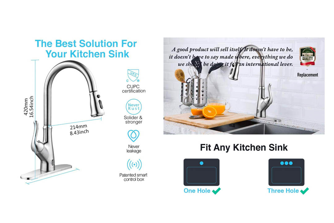 Touch-less Kitchen Faucet with Pull Sprayer