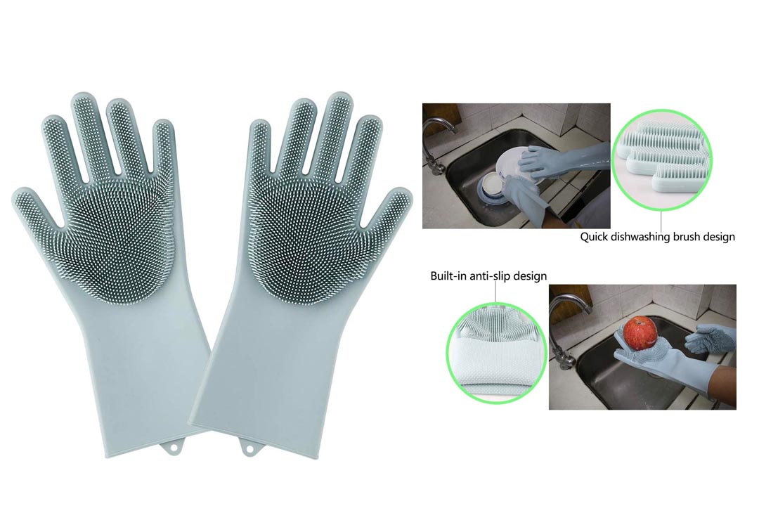 Magic Saksak Silicone Gloves Dishwashing Cleaning Brush Scrubber